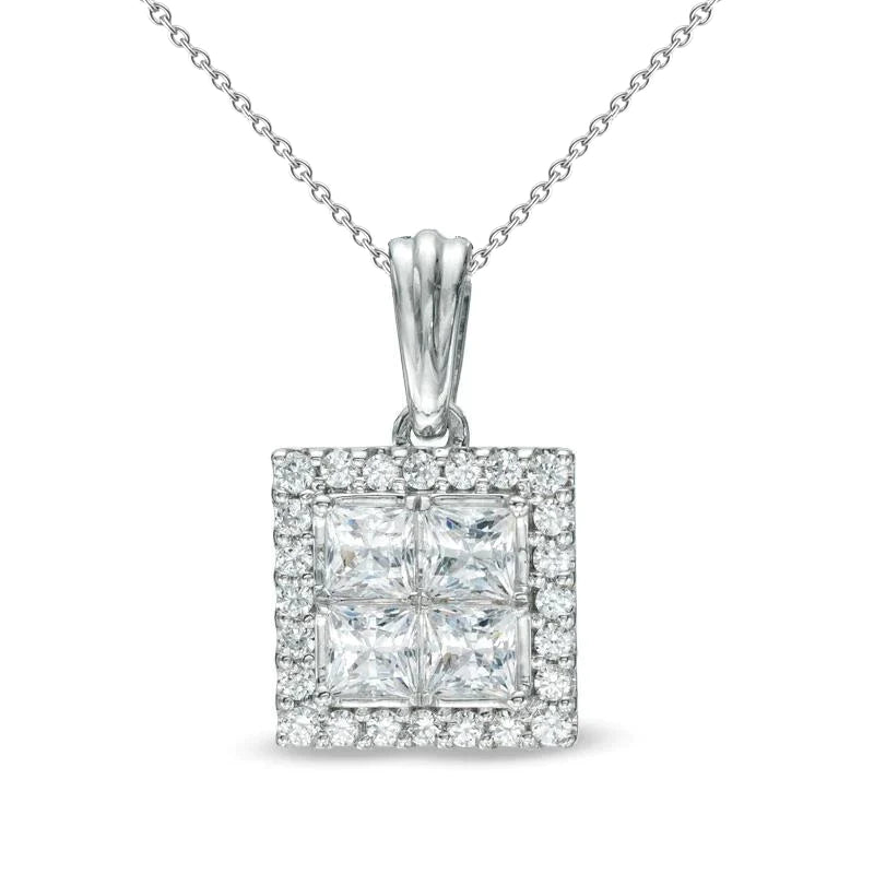 Prinzessin Rundschnitt Echt Diamant-Anhänger-Halskette 6.40 Karat Weißgold 14K