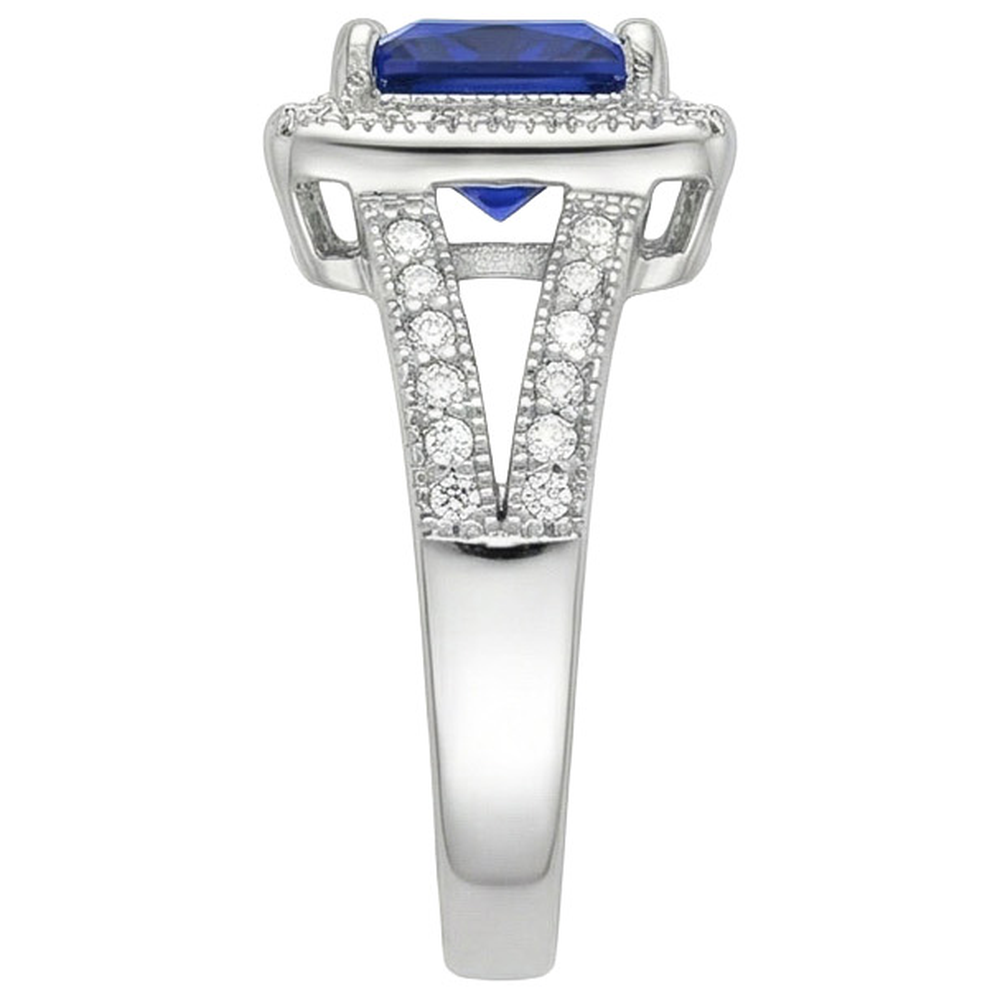 Prinzessin Rundschnitt Sri Lanka Saphir Aus der Erde Abgebauter Natürlicher Diamant Ring 3.56 Karat WG 14K