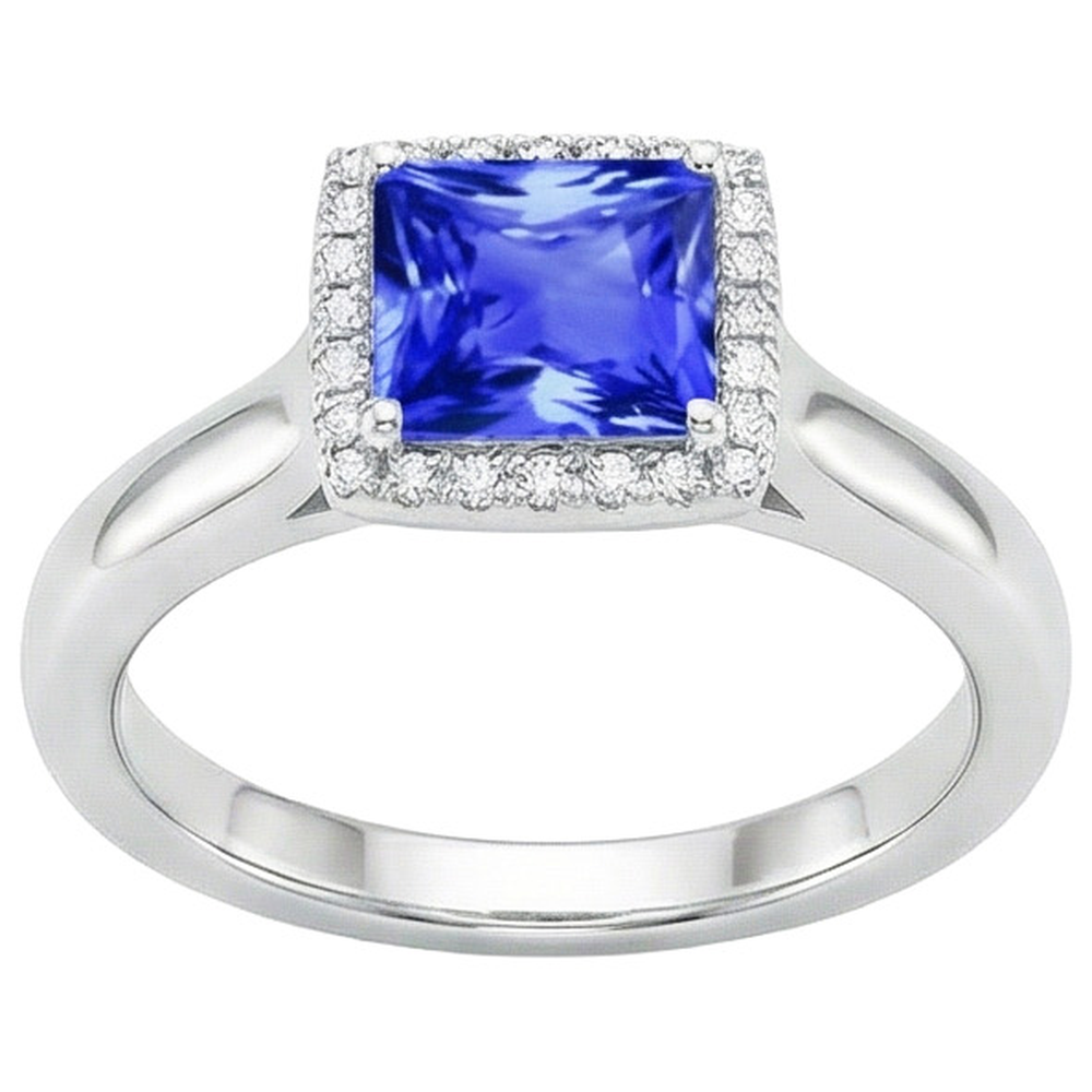 Prinzessin Shaped Ceylon Saphir Aus der Erde Abgebauter Natürlicher Diamanten Edelstein Ring 5.40 Karat