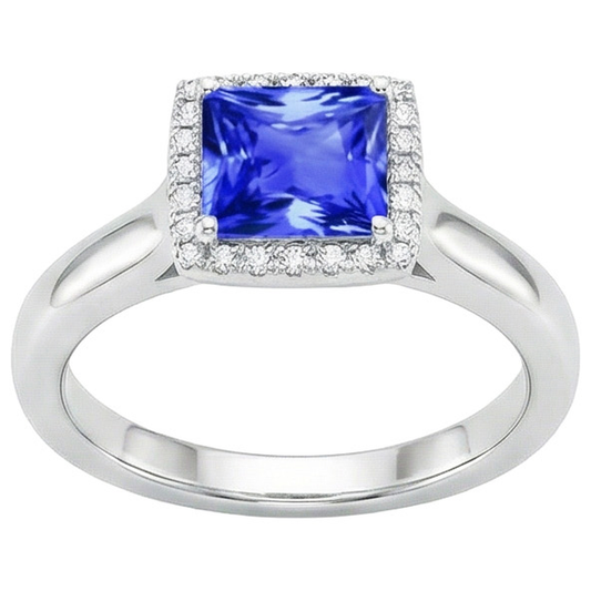 Prinzessin Shaped Ceylon Saphir Aus der Erde Abgebauter Natürlicher Diamanten Edelstein Ring 5.40 Karat