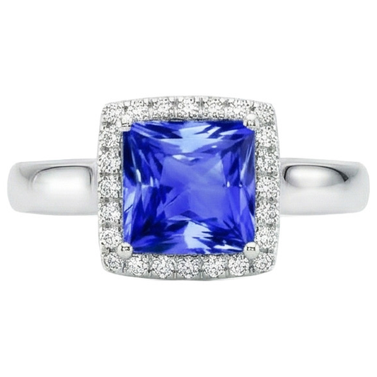 Prinzessin Shaped Ceylon Saphir Aus der Erde Abgebauter Natürlicher Diamanten Edelstein Ring 5.40 Karat