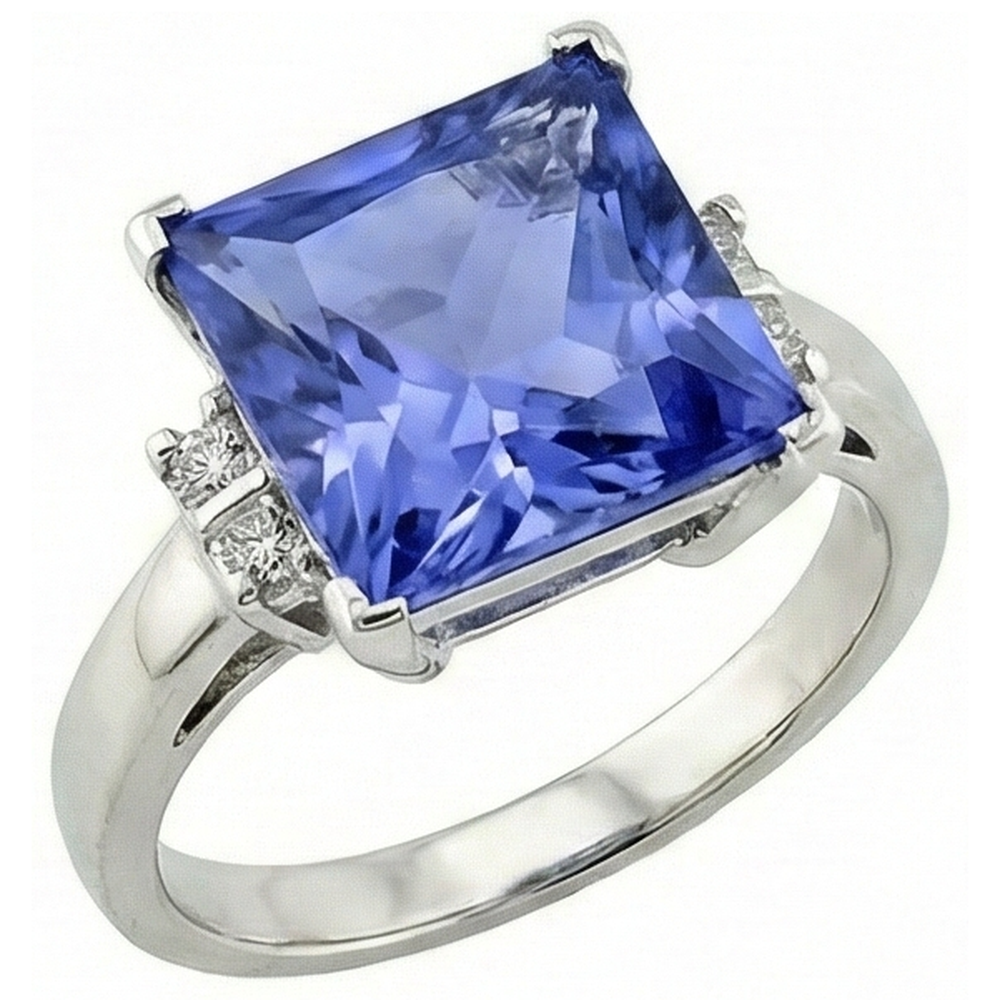 echter princess tansanit 8.50Karat ring Seitenansicht