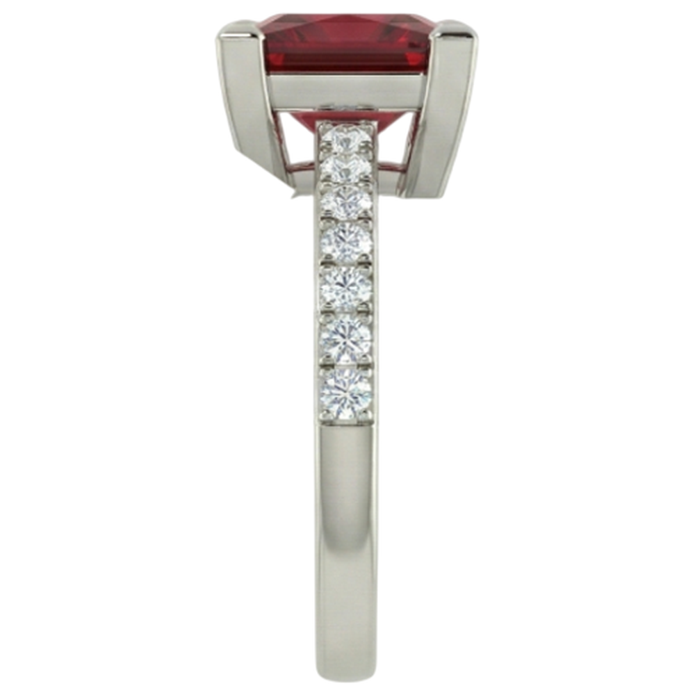 Prinzessin und Rundschliff 3.45 ct. Rubin und Aus der Erde Abgebauter Natürlicher Diamanten Ring Weißgold 14K
