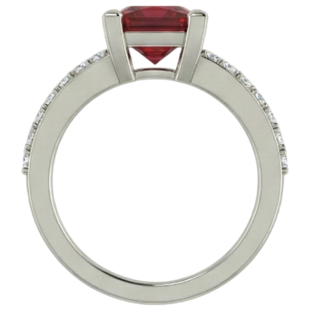 Prinzessin und Rundschliff 3.45 ct. Rubin und Aus der Erde Abgebauter Natürlicher Diamanten Ring Weißgold 14K