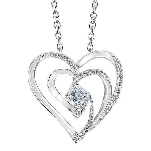 Prinzessin und runder Echt Diamant-Herz-Liebes-Anhänger-Schmuck 1,80 Karat