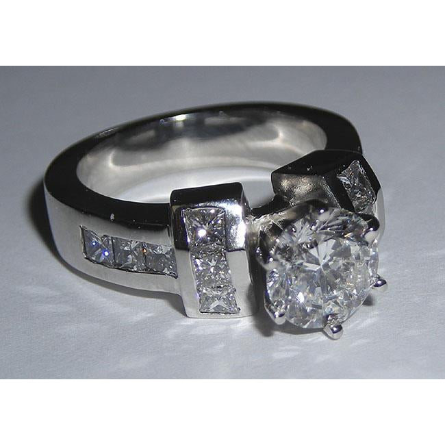 Prinzessinnen- und runder Verlobungsring mit echtem Diamant, 6,61 Karat