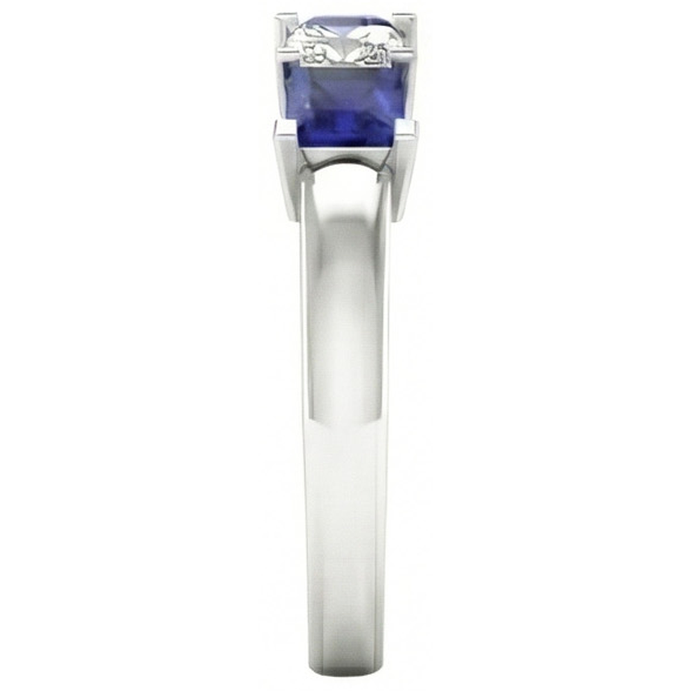 Prinzessinnenschnitt Ceylon Saphir Aus der Erde Abgebauter Natürlicher Diamanten 5 Steine Ring 1.75 Ct
