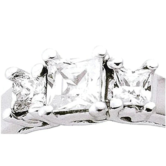 Prinzessinnenschnitt Echt Diamant-Verlobungsring 3 Stein 4 Karat Weißgold