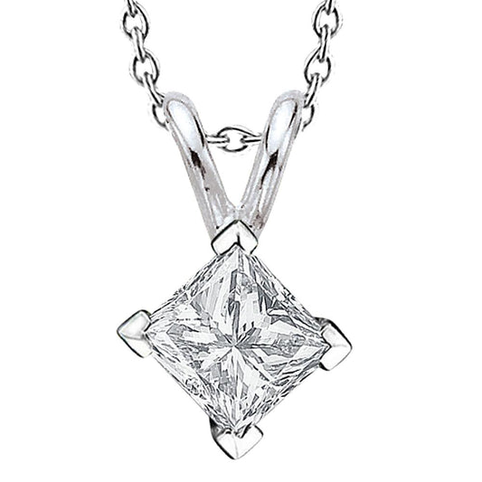 Prinzessinnenschnitt Solitaire-Echt Diamant-Anhänger-Halskette 2,0 ct. Weißgold 14K