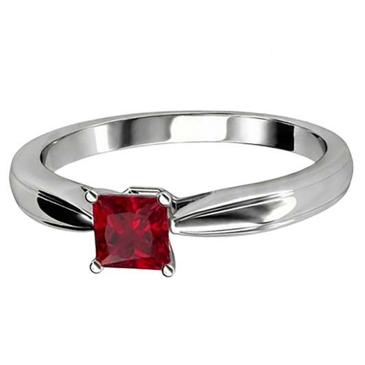 Prinzessinnenschnitt Solitär Rubin 2 Karat Ring 14K Weißgold