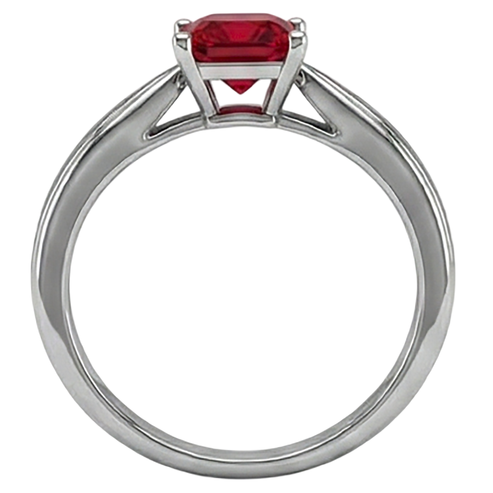 Prinzessinnenschnitt Solitär Rubin 2 Karat Ring 14K Weißgold