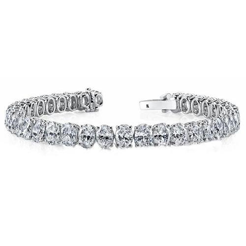 Prong Oval Echt Diamant Tennisarmband Massivgold Edelschmuck 13.75ct.