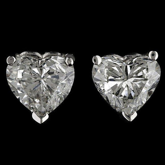 Prong Set Heart Cut Solitaire Echt Diamond Ohrstecker aus massivem Gold Schmuck