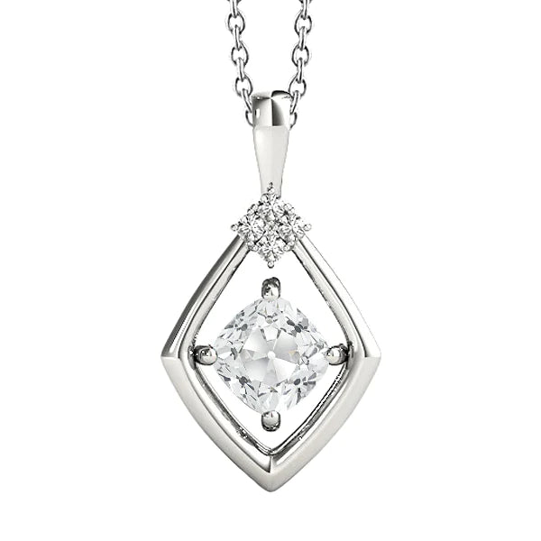 Quadratischer Echt Diamant-Anhänger & Kette mit Öse Rund & Kissen Altschliff 2 Ct