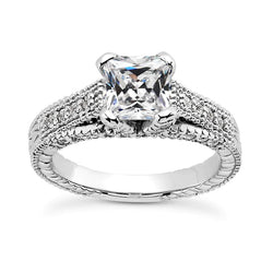 Quadratischer Schnitt alter Bergmann Echt Aus der Erde Abgebauter Natürlicher Diamant Ausgefallener Ring Vintage-Stil 4 Karat