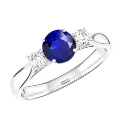 14K Weißgold Blauer Saphir Schmuck – 1,50-Karat Brillantschliff