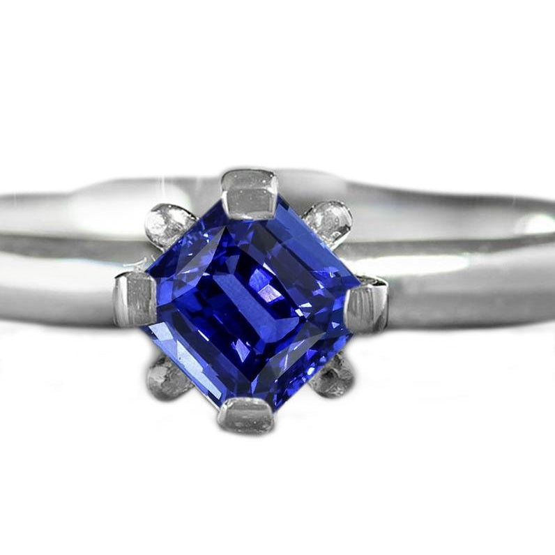 Authentischer Kornblumenblauer Saphir Edelschmuck 3,50 Karat 14 Karat Weißgold – Hauptansicht