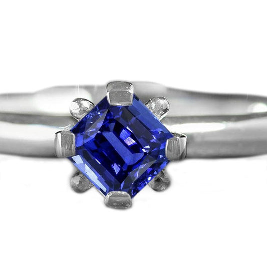 Authentischer Kornblumenblauer Saphir Edelschmuck 3,50 Karat 14 Karat Weißgold – Hauptansicht