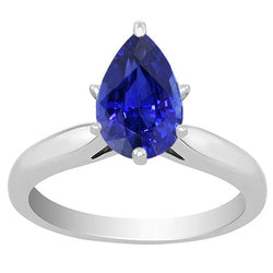 2 Karat Royalblauer Saphir Designer-Schmuck in 14K Weißgold