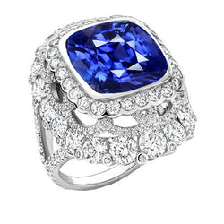 Geteilte Schiene Designer-Schmuck – Royalblauer Saphir 3 Karat