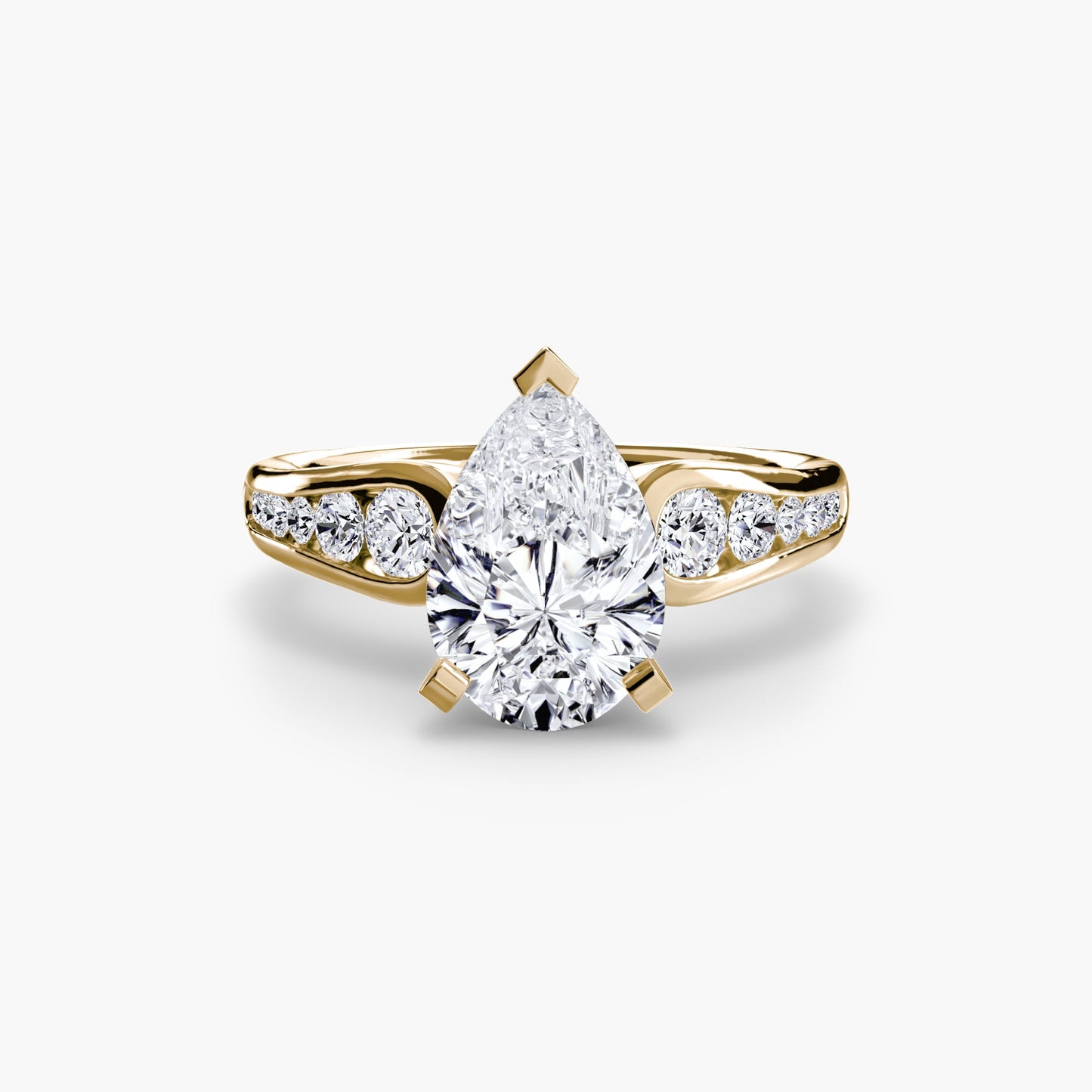 Rund-Brillant Schmuckstein Ring in Gold – Profilansicht