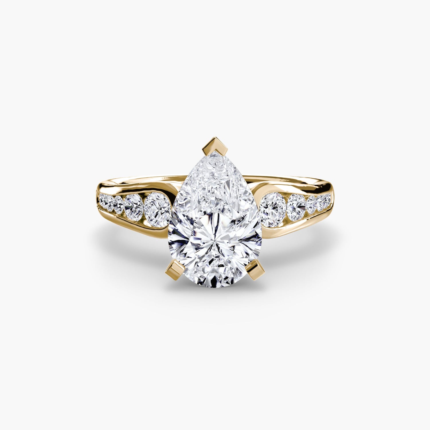 Rund-Brillant Schmuckstein Ring in Gold – Profilansicht