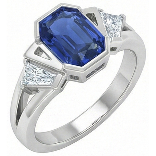 Radiant 3 Stein Edelstein Ring 2,50 Karat Bar Set Baguette Natürlicher Diamant ( nicht im Labor gezüchtet )en