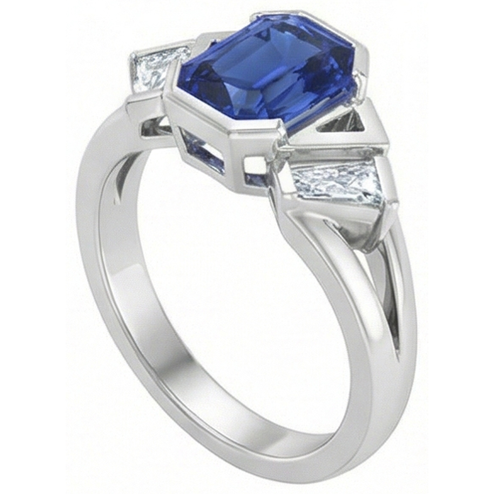 Radiant 3 Stein Edelstein Ring 2,50 Karat Bar Set Baguette Aus der Erde Abgebauter Natürlicher Diamanten