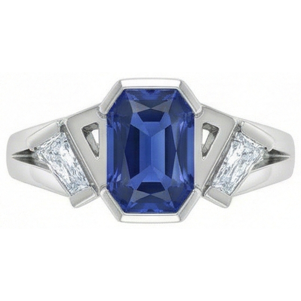 Radiant 3 Stein Edelstein Ring 2,50 Karat Bar Set Baguette Aus der Erde Abgebauter Natürlicher Diamanten