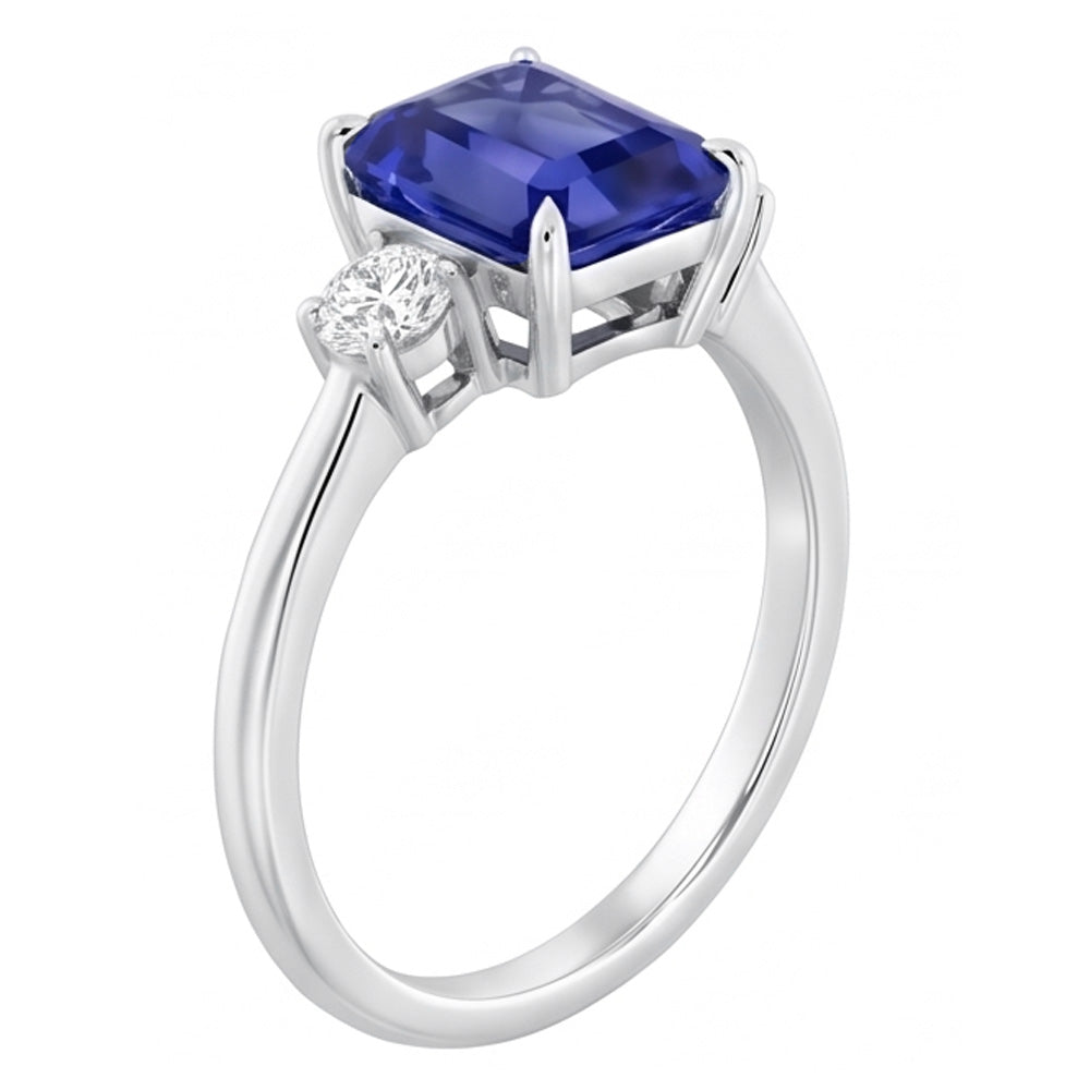 Radiant 3 Stone Blue Saphir Ring 1,25 Karat kleine runde Natürlicher Diamant ( nicht im Labor gezüchtet )en