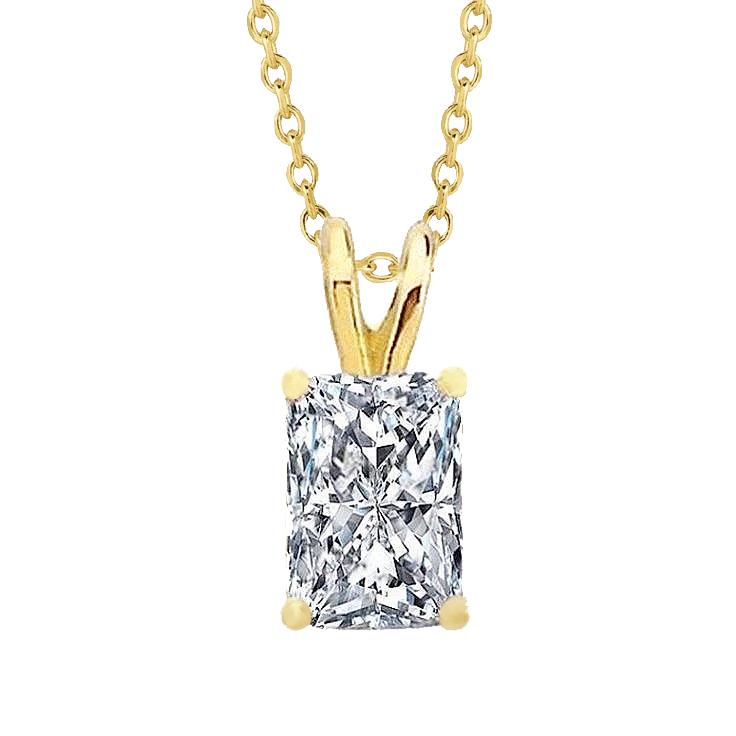 Radiant Cut Echt Diamant Halskette Anhänger Schmuck 1,5 Kt 14K Gelbgold