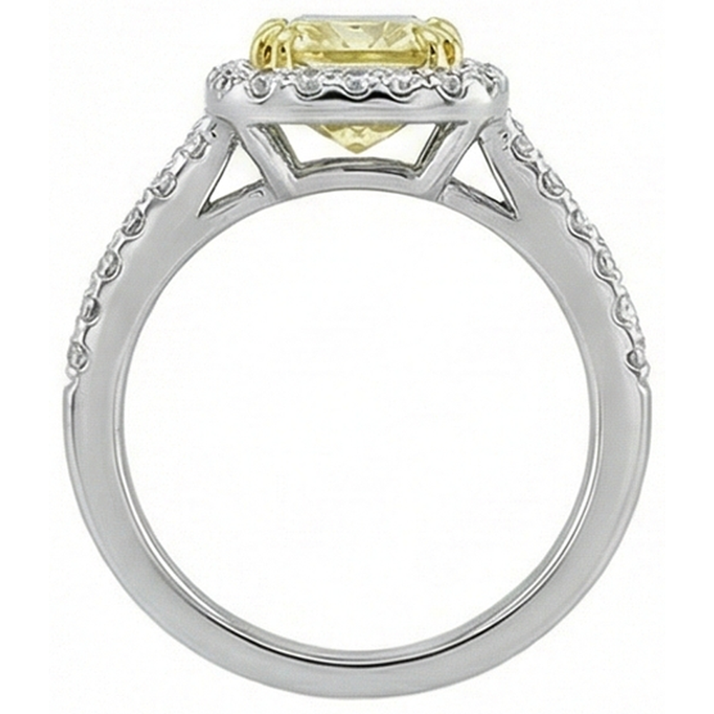Radiant Cut Gelber Saphir Edelstein Ring Weißgold Aus der Erde Abgebauter Natürlicher Diamant 2,5 Kt.