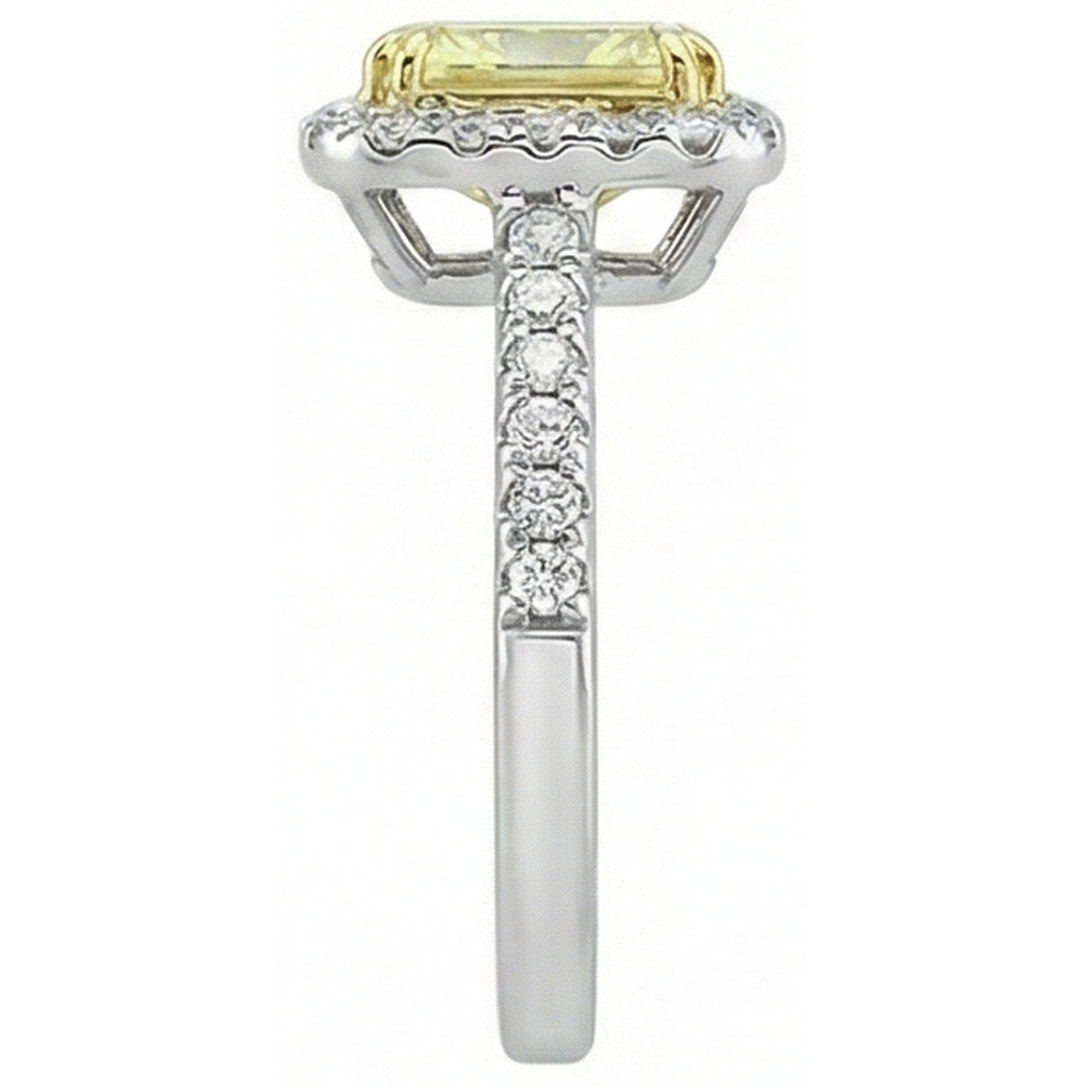 Radiant Cut Gelber Saphir Edelstein Ring Weißgold Aus der Erde Abgebauter Natürlicher Diamant 2,5 Kt.