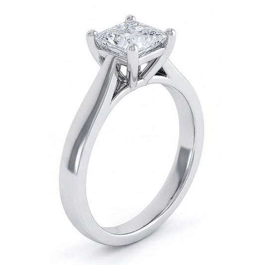 Radiant Cut Solitaire 1 Karat Echt Aus der Erde Abgebauter Natürlicher Diamant Ehering Weißgold 14K