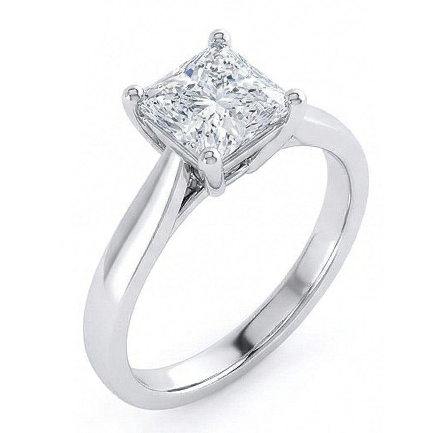 Radiant Cut Solitaire 1 Karat Echt Aus der Erde Abgebauter Natürlicher Diamant Ehering Weißgold 14K