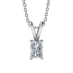 Radiant Cut Solitaire Echt Diamant Pendant Necklace 1.50 Carat WG 14K