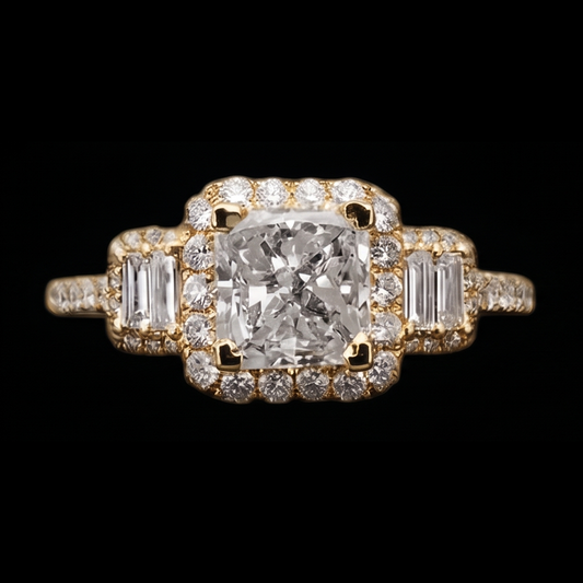 Radiant Cut Verlobungsring 3 Karat Aus der Erde Abgebauter Natürlicher Diamanten Fancy Ring Weißgold 14K