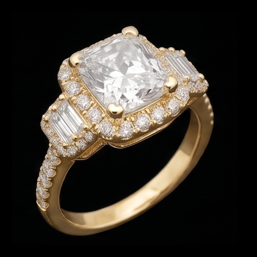 Radiant Cut Verlobungsring 3 Karat Aus der Erde Abgebauter Natürlicher Diamanten Fancy Ring Weißgold 14K