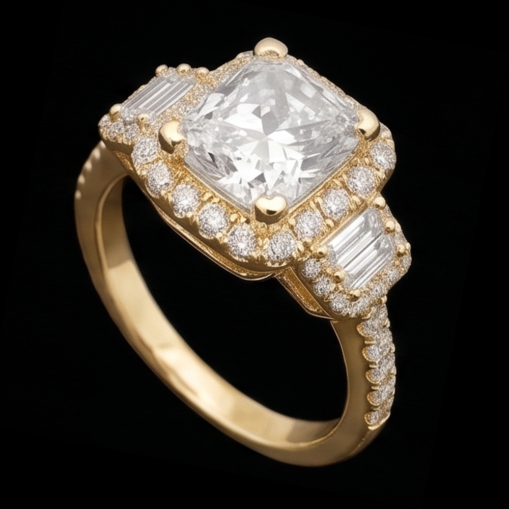 Radiant Cut Verlobungsring 3 Karat Aus der Erde Abgebauter Natürlicher Diamanten Fancy Ring Weißgold 14K