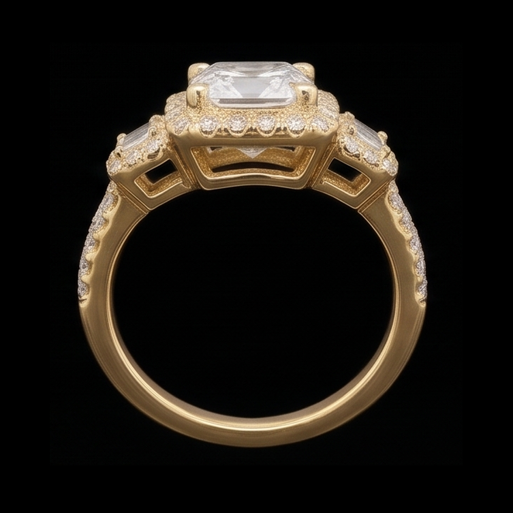 Radiant Cut Verlobungsring 3 Karat Aus der Erde Abgebauter Natürlicher Diamanten Fancy Ring Weißgold 14K