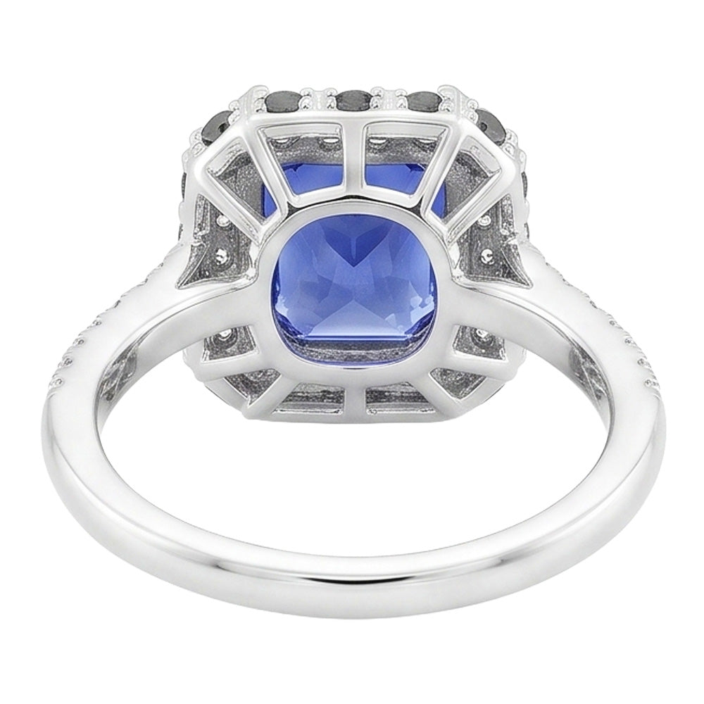 Radiant Halo Ceylon Saphir Natürlicher Diamant ( nicht im Labor gezüchtet )ring 3,50 Karat Weißgold