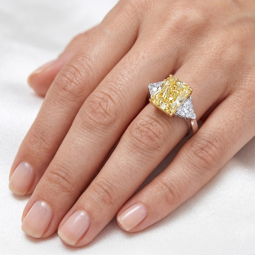 Radiant-Schliff Schmuck-Ring – Fancy Gelber Diamant 5 Karat 14