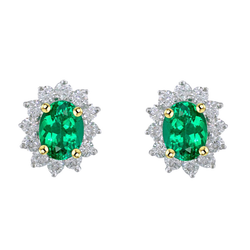 Bicolor 14K Gold Gemstone Earring mit Kolumbianischer Smaragd