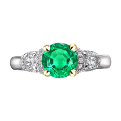 Edelstein-Ring Zweifarbiges 14K Gold – Smaragd Brillantschliff