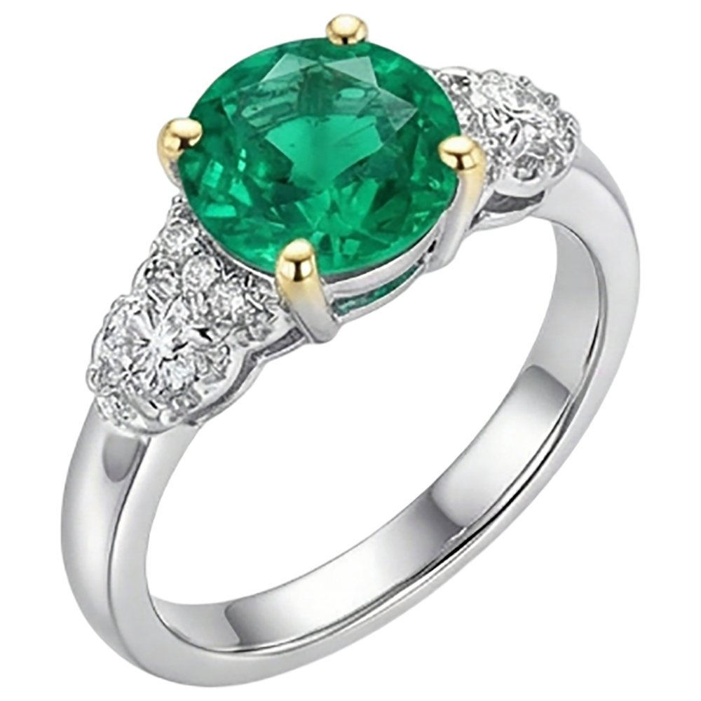 Naturreiner Smaragd Edelstein-Ring – Seitenansicht