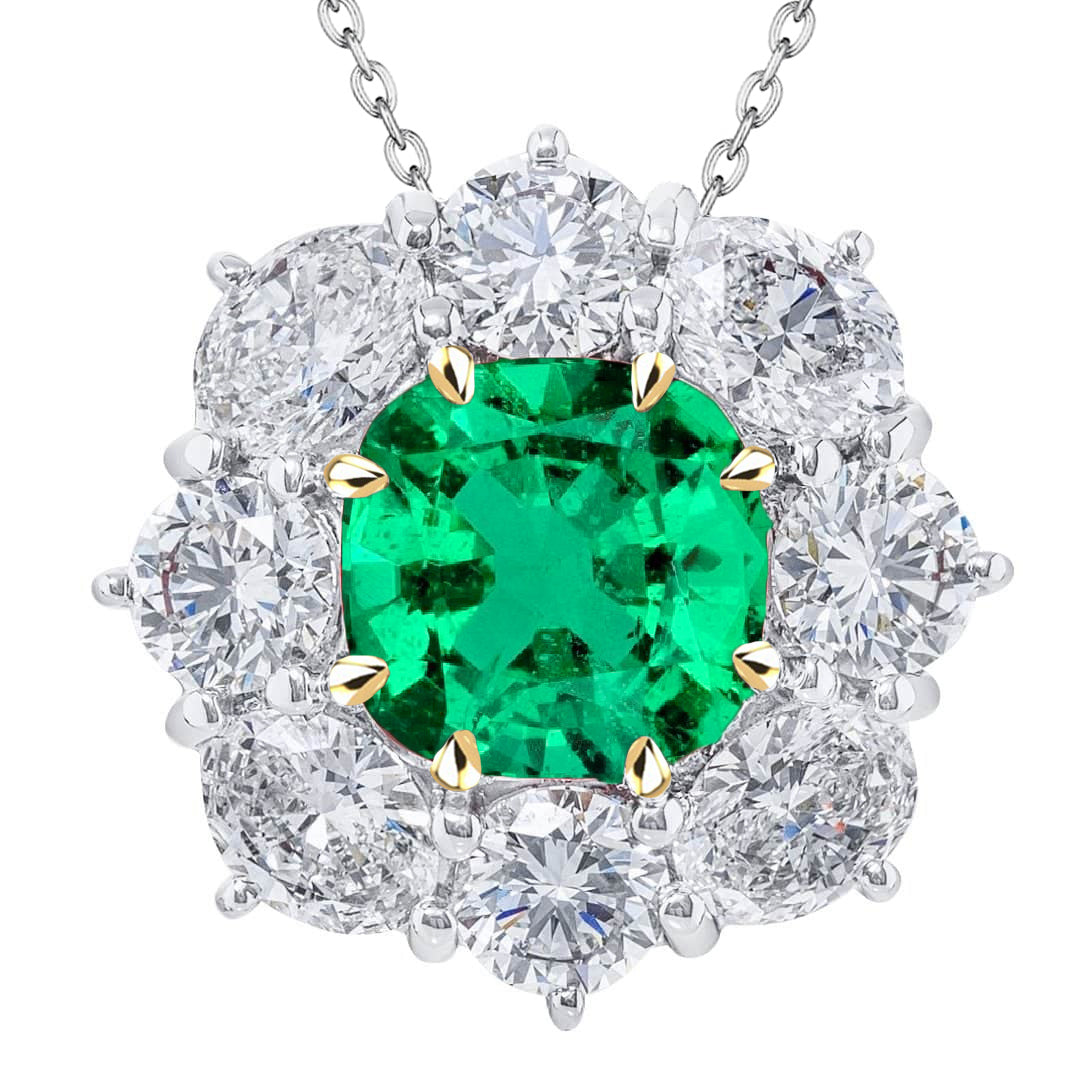 Edelstein-Anhänger Bicolor 14K Gold mit Kolumbianischer Smaragd – Hauptansicht