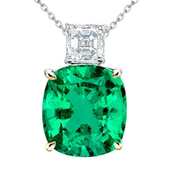 Bicolor 14K Gold GIA-Zertifiziert Smaragd Edelstein-Anhänger 8