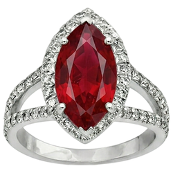 Red Marquise Cut Halo Rubin Aus der Erde Abgebauter Natürlicher Diamantring Weißgold 5,55 Ct