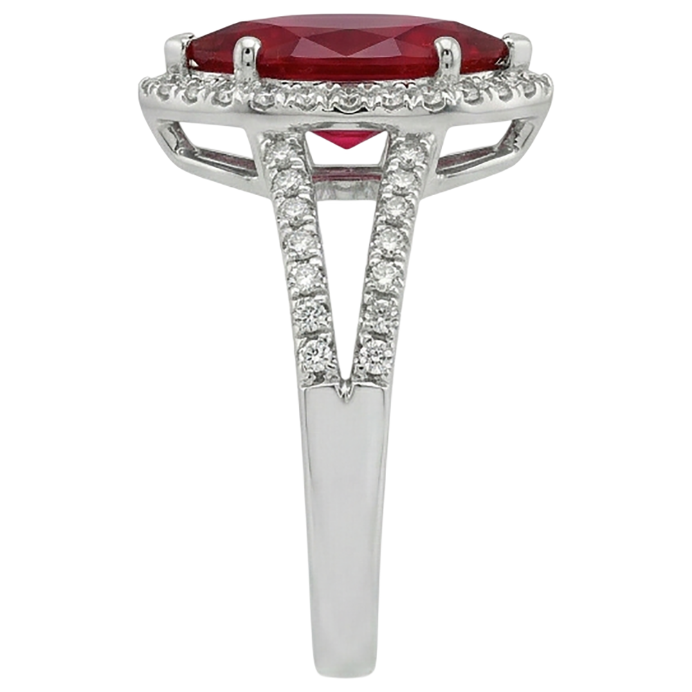 Red Marquise Cut Halo Rubin Aus der Erde Abgebauter Natürlicher Diamantring Weißgold 5,55 Ct