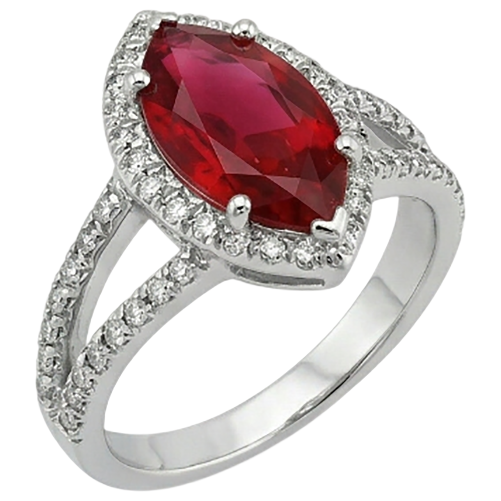 Red Marquise Cut Halo Rubin Aus der Erde Abgebauter Natürlicher Diamantring Weißgold 5,55 Ct